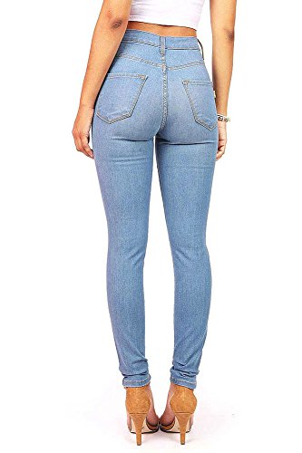 Pink Ice Women's Juniors High Waisted Faded Skinny Vibrant Jeans, Light Denim, Size 1 #TOP2
