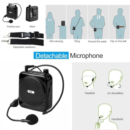 Image of MZ Portable Voice Amplifier with Wired Headset Microphone, Bluetooth PA Speaker with USB and SD Card Input for Teaching, Classroom, Training, Yoga & Meetings