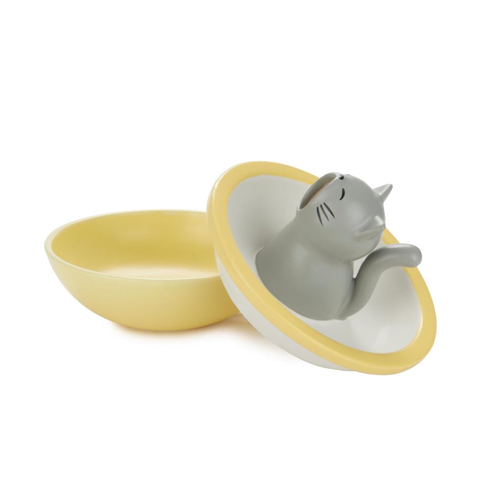 Balvi Plateau apéritif Hungry Cat Couleur jaune Bol apéritif 2-en-1 Céramique 16cm