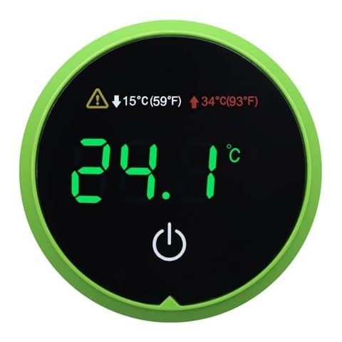 Fish Tank Digital Thermometer Digital Aquarium Thermometer LED Display Stick-on Fish Tank Thermometer Default HI/LO Alarm Cordless Tank Temperature Sensor with LED Touch Screen Cover