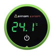 Aquarium Digital Thermometer with LED Touch Screen - Stick-on Fish Tank Thermometer for Betta Tanks, HI/LO Temperature Alarm, Cordless Waterproof Sensor, CR2032 Battery 14-140F/-10-60C