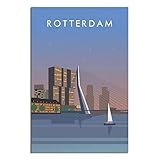 YONGCAI Rotterdam Niederlande Skyline Vintage Reise Poster 