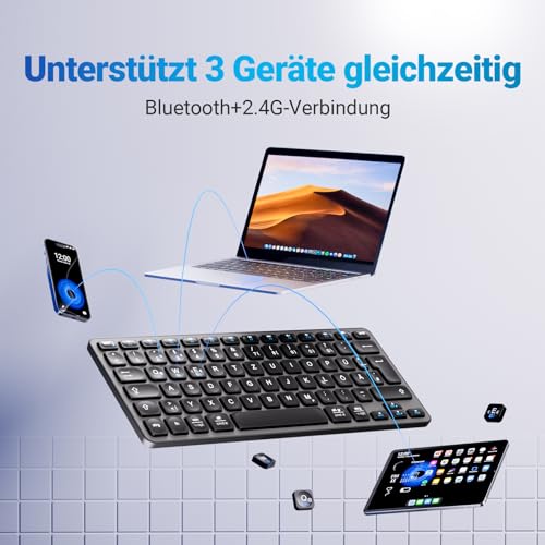 Miniatura 2 de Iclever Teclado Bluetooth, Teclado Mac Inalámbrico, Diseño Alemán Qwertz, Recargable, Conmutación Entre 3 Dispositivos Con Teclado Inalámbrico Multidispositivo Mac Para Macbook Pro Air, Imac