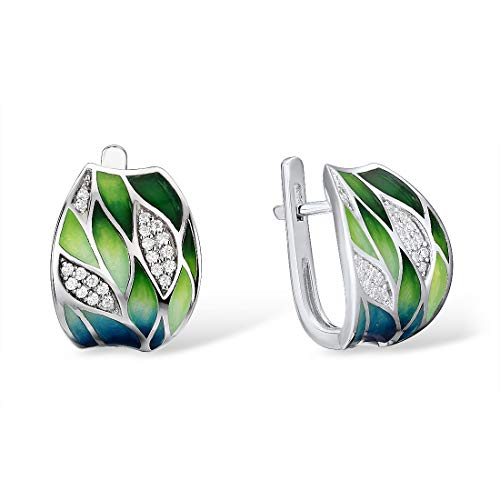 Santuzza 925 Sterling Silver Enamel Pattern Dangle Earrings