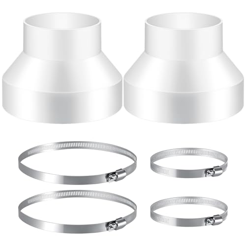 Huiguli 2Pcs Abluftschlauch Adapter, Klimaanlage Abluftschlauch Adapter150 mm auf 100 mm mit 4 Edelstahl Schlauchschellen, Runder Abluftschlauch...