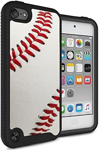 MYTURTLE iPod Touch 7th 6th 5th Generation Case Rugged Hybrid Shockproof Nonslip Cover, Realistic 3D Touch Textured Surface, Sports Fan Series, Baseball