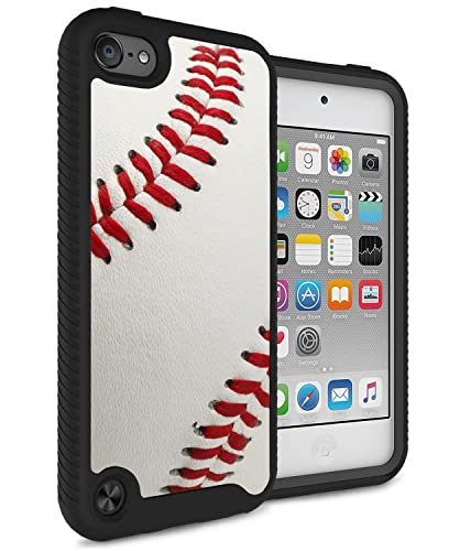 Myturtle Ipod Touch 7Th 6Th 5Th Generation Case Rugged Hybrid Shockproof Nonslip Cover, Realistic 3D Touch Textured Surface, Sports Fan Series, Baseball #TOP14