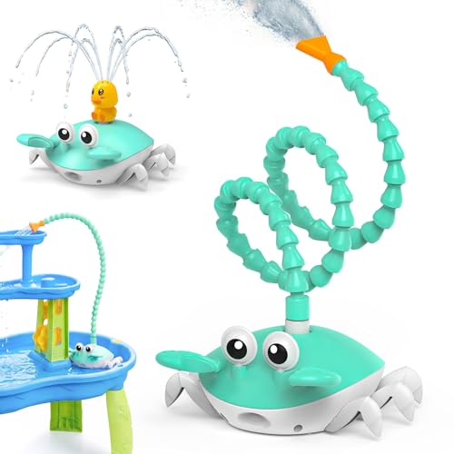 Image of Water Table Pump, 5400mAh Rechargeable Crab Water Pump Toy for Kids age 1-3 with 8Hrs Play time, IP67 Waterproof, 3 Modes Spray 2 Flow Settings Outdoor Water Toys for Water Table, BathTubs, Pool
