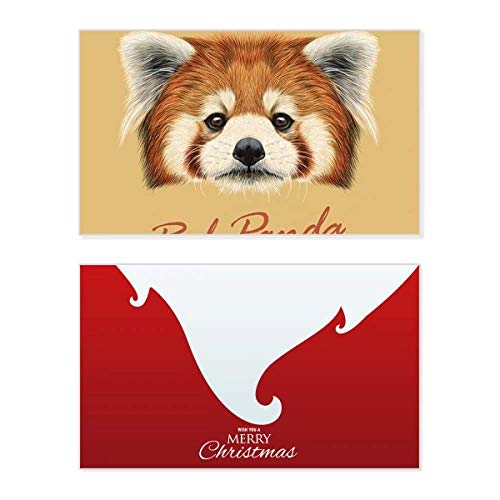 Carte de Noël vintage panda rouge et châtaignes pour partager la tendresse des fêtes
