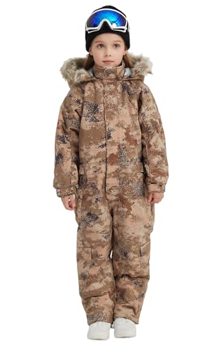 Image of Kids Girls Boys Waterproof Colorful One Piece Snowsuits Coveralls Ski Suits Jackets Winter Jumpsuits