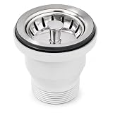Schläfer 3439715 | Piletta di Scarico 70 mm per Lavandino Cucina, Lavello Bagno, Lavatoio senza Foro Troppopieno, Compatibile con Sifone da 1 1/2, Diam Lavandino 60mm, Tappo a Cestello in Acciaio Inox