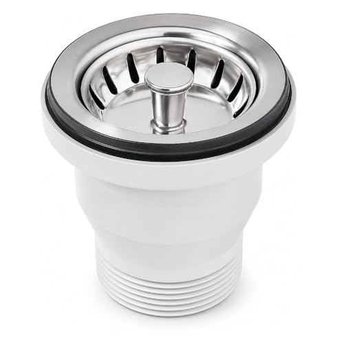 Schläfer 3439715 | Piletta di Scarico 70 mm per Lavandino Cucina, Lavello Bagno, Lavatoio senza Foro Troppopieno, Compatibile con Sifone da 1 1/2, Diam Lavandino 60mm, Tappo a Cestello in Acciaio Inox
