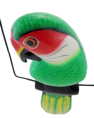 Estatua colgante de pájaro loro verde de madera de 23 pulgadas miniatura 4