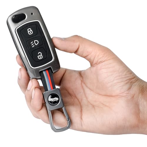 Image of Coll of Fest Premium Metal Silicon Key Cover Compatible with TATA Nexon | Punch | Tiago | Safari | Altroz | Harrier | Tigor | Hexa | Bolt | Zest, Storme 3 Button Flip Key Glow in the Dark