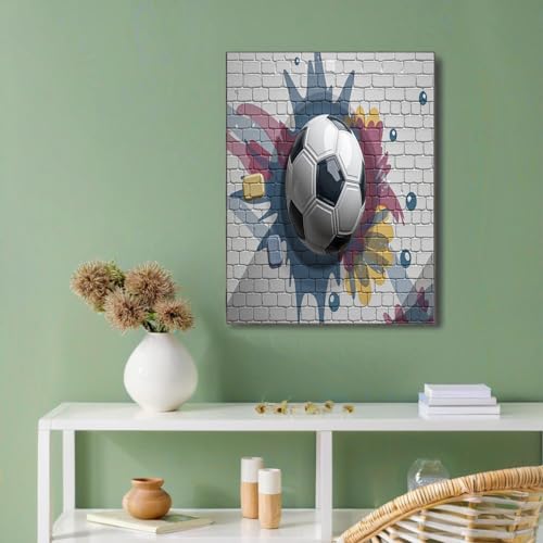 Tableau de football effet brique pour deco de chambre de jeune