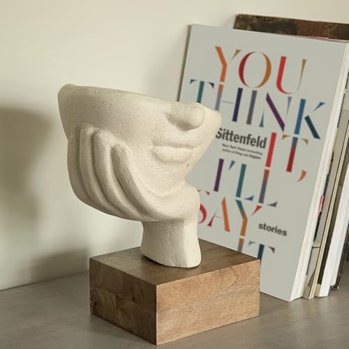 Image of Ellementry Restive Face Ecomix Sculpture 32 cm Tall, Home Decor Showpiece Figurine for Living Room & Office, Modern Asthetic Tabletop Decorative Accent, Unique Gift Item for Shelf Decoration