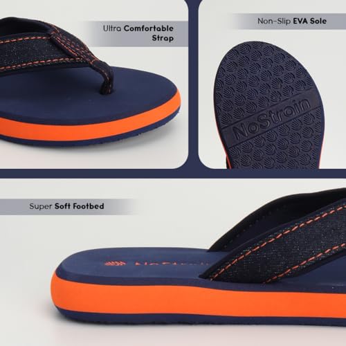 Image of NoStrain Men's Canvas Slippers, Flip Flops & Chappal - Angular Fit