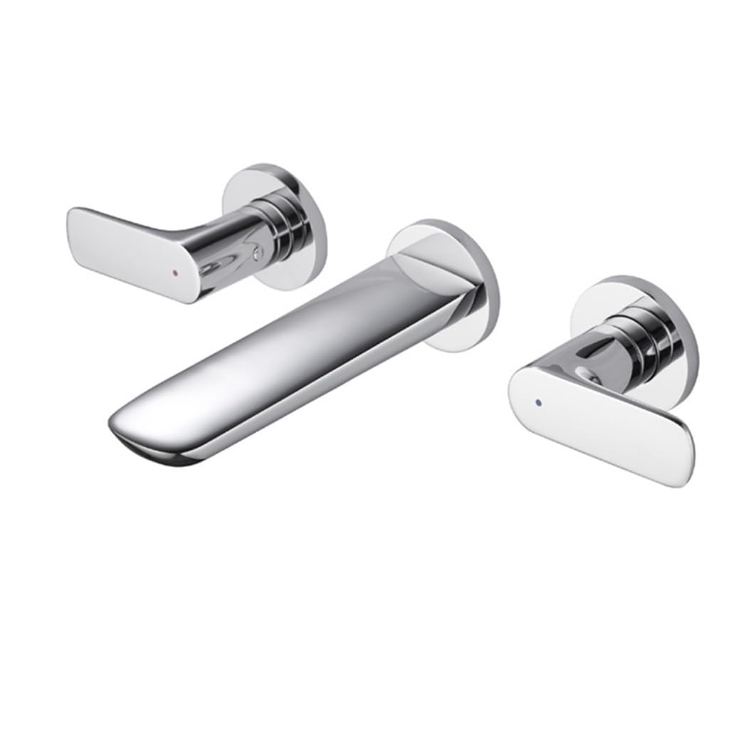 Robinet de lavabo de table mural en finition chrome eau chaude et froide