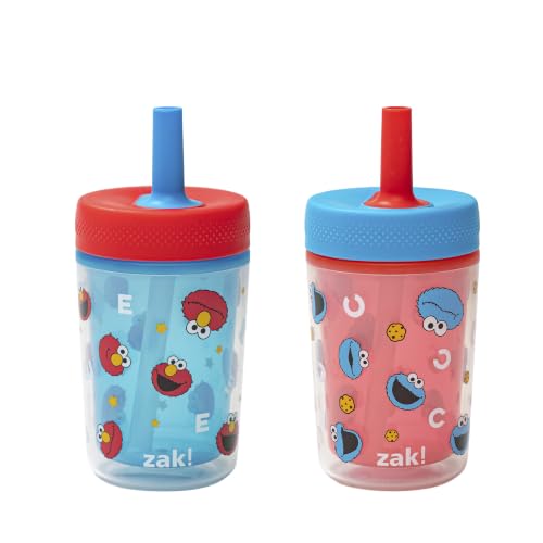 Image of Zak Designs Sesame Street Capri 9oz Leak-Proof Toddler Straw Cups, 2-Pack