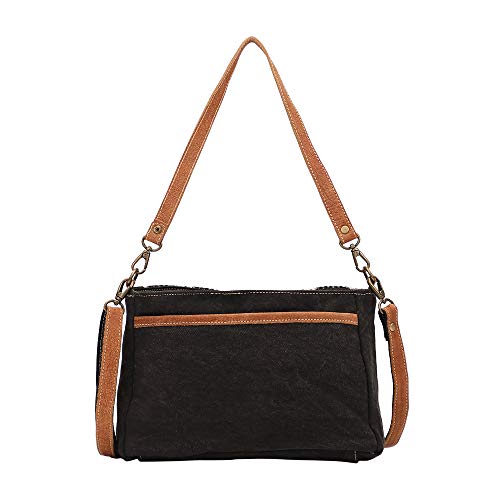 Myra Bag Tedious Upcycled Canvas & Cowhide Small Crossbody Bag S-1447 Gray4