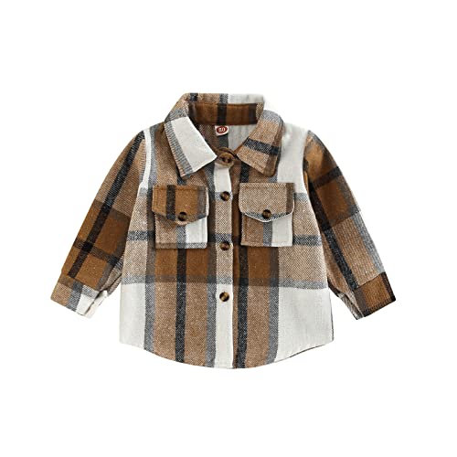 Little Kids Toddler Baby Boy Button Down Cardigan Long Sleeve Plaid Flannel Sweater Coat Tops Spring Fall Clothes