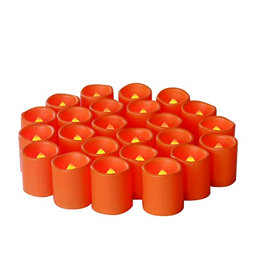 Image of Orange Battery Operated Flameless LED Votive Candles for Halloween 24 Pack
