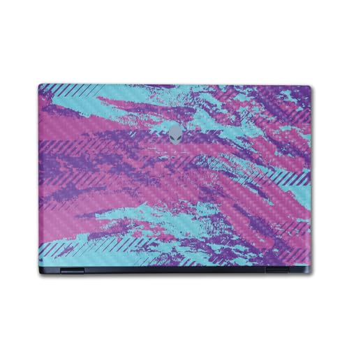 Image of Carbon Fiber Laptop Skin Compatible with Alienware M16 R2 (2024) - Grunge Purple - Premium 3M Vinyl Protective Wrap Decal Cover - Easy to Apply | Crafted in The USA by MightySkins