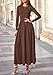 PRETTYGARDEN Women's 2025 Fashion Trendy Fall Long Sleeve Dresses Ruched Flowy Elegant Modest Boho Casual Beach Maxi Dress (Coffee,X-Large)