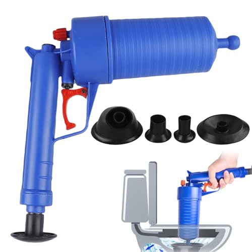 Pressluft Rohrreiniger, 3.5 Bar Rohrreiniger Druckluft mit 4 Gummiadapter, Abflussreiniger Pumpe, Luftdruck-Rohrreinigungspumpe von Rohr-Verstopfungen für WC Dusche Waschbecken Küche Reinigung(Blau) Pressluft Rohrreiniger, 3.5 Bar Rohrreiniger Druckluft mit 4 Gummiadapter, Abflussreiniger Pumpe, Luftdruck-Rohrreinigungspumpe von Rohr-Verstopfungen für WC Dusche Waschbecken Küche Reinigung(Blau)
