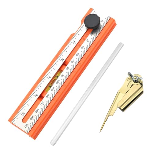 Gazechimp 木工定規 プロフェッショナル 精密測定 回転式 位置決め 水平器内蔵 マーキング 軽量設計 インストール作業に適用, 1 Ruler w 1 Compass