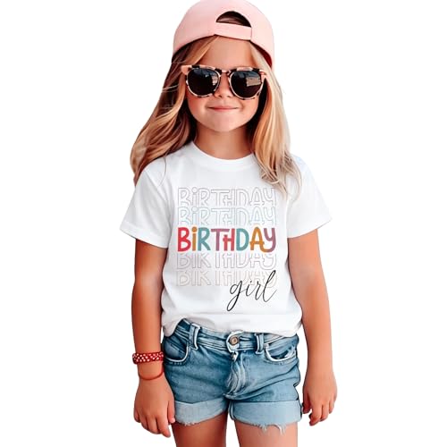 Image of Birthday Girl Shirt Kids Birthday Princess T-Shirt Toddler Girls Birthday Party Tee Cute Birthday Family Tee Tops