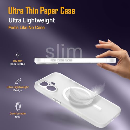 Image of ZAP CASE Paper Thin Case for iPhone 17 | Ultra-Slim 0.5 mm Back Cover | Metal Buttons | Lightweight | Matte Finish | Anti-Fingerprint | Scratch Resistant | Camera Protection | Magsafe | White