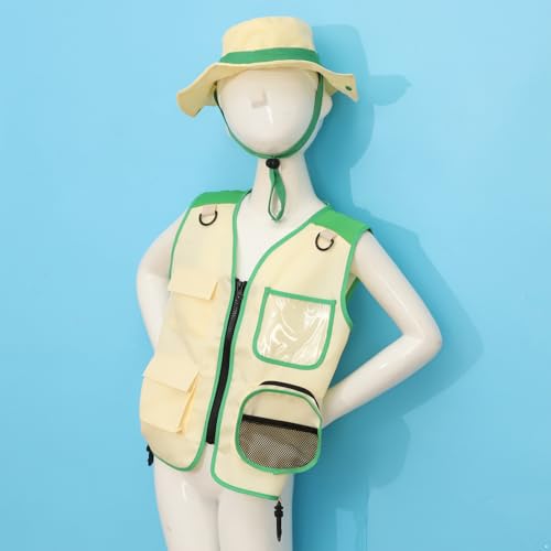 1 Set Kids Explorer Zipper Pocket Vest Waistcoat And Adjustable Bucket Hat for Outdoor Adventures3