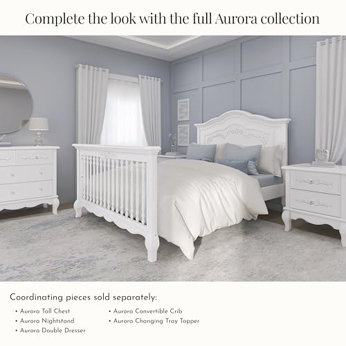 Image of Evolur Convertible Crib Wooden Full Size Bed Rail, Frost
