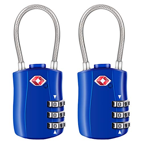 [2 Stück] TSA Gepäckschlösser, Diyife 3-stelliges Sicherheitsschloss, Kombinationsschlösser, Codeschloss für Reisekoffer Gepäcktasche Etui etc. (Blau)