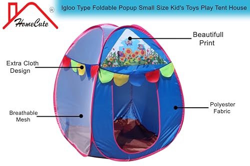 Image of Homecute Igloo Type Foldable Popup Small Size Kid's Toys Play Tent House for Indoor & Outdoor, Suitable for 1 Year to 6 Years (Small Size Blue)