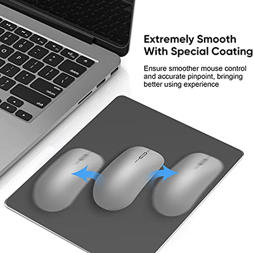 Honkid Metal Aluminum Mouse Pad, Office And Gaming Thin Hard Mouse Mat Double Sided Waterproof Fast And Accurate Control Mousepad For Laptop, Computer And Pc,9.05"X7.08", Black #TOP2