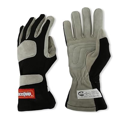 RaceQuip 351002RQP 351 Series Driving Gloves - SFI 3.3/1 - Black/Gray - Small