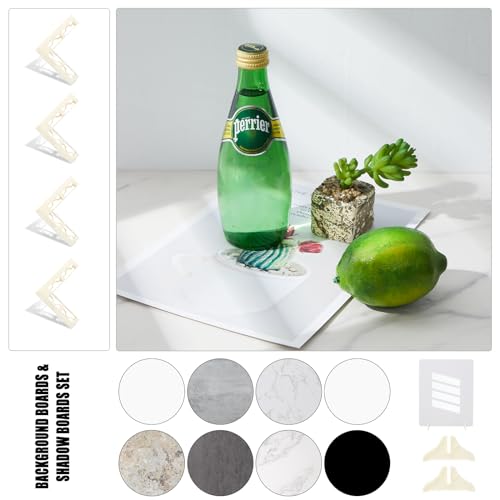 Image of BEIYANG 4PCS 16x16 Inch Backdrop Boards and 1PCS 15x19 Inch Window Shadow Pane, Perfect Backdrop Kit for Small Product Such as Food Drink Make-up Flower, Durable Waterproof