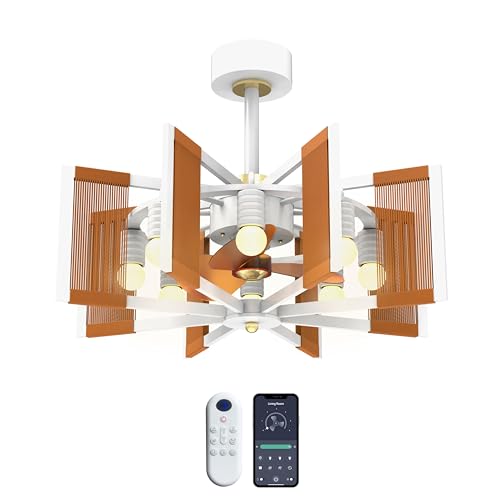 28 inch Boho Rattan Caged Ceiling Fan with Lights, Coastal