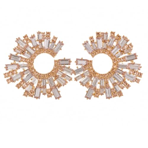 Image of Young & Forever Gift Fashion Jewellery Gold and Silver Plated Cubic Zirconia Diamond Hoop Earrings Sparkling Hypoallergenic Hoops Earrings for Women & Girls