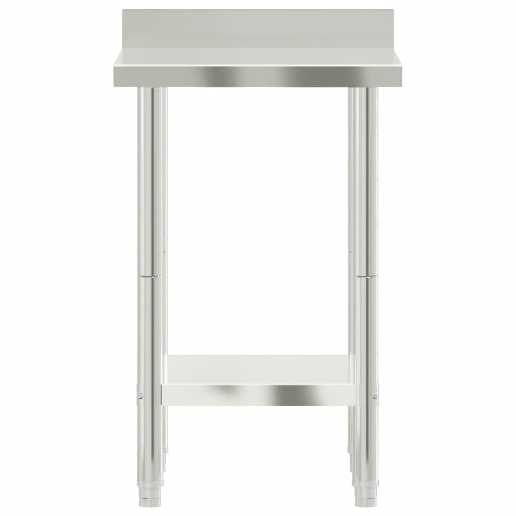 Mesa de trabajo cocina acero inoxidable 55x55x93 cm con estante y respaldo
