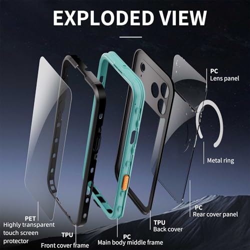 Coque étanche iPhone 17 Pro Max MagSafe évite l'infiltration d'eau bleu
