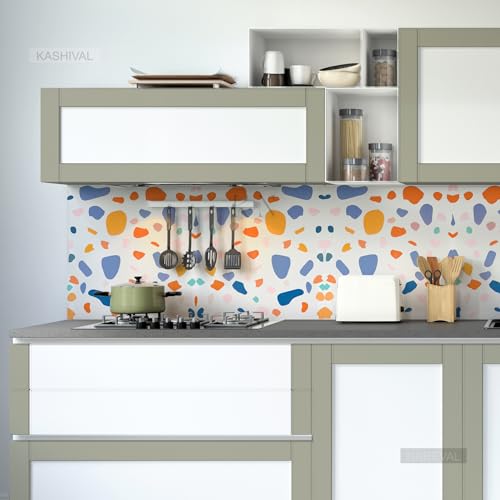Image of KASHIVAL White Big Dotted Marble Kitchen Oil Proof Foil Stickers,Kitchen Backsplash Wallpaper,Self-Adhesive Wall Sticker Waterproof and Heat Resistant (Size : 60 * 200 cm) (Big Dotted Marble A31)