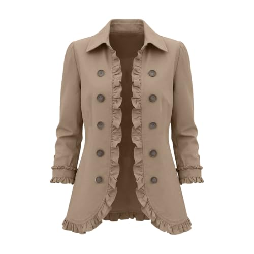 Women's Open Front Jackets Peplum Lapel Ruffle Jacket Long Sleeve Outwear - image 4