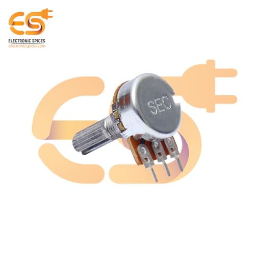 Image of Electronic Spices 50k 3 Pin 14mm Long Round Shaft Rotary Potentiometer Volume Pot 50K with Knob for Multiple Applications (Pack of 4)
