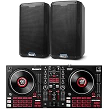 Numark Mixtrack Platinum FX DJ Controller and ALTO TS412 Powered PA Speakers Pair for Live Music, DJ sets, Events, Music production