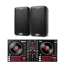 Numark Mixtrack Platinum FX DJ Controller and ALTO TS412 Powered PA Speakers Pair for Live Music, DJ sets, Events, Music production