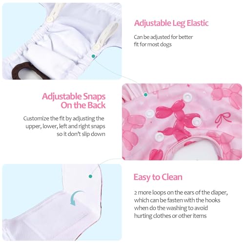 Image of CuteBone Female Dog Diapers with Skirts 3 Pack Reusable Puppy Dresses Pants for Heat Cycle Period