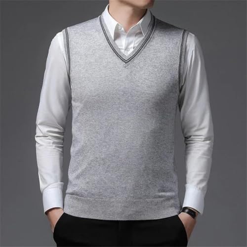 Men's Knit Sweater Vest V-Neck Sleeveless Pullover Solid Color Casual Slim Fit Knitwear Men Clothing2